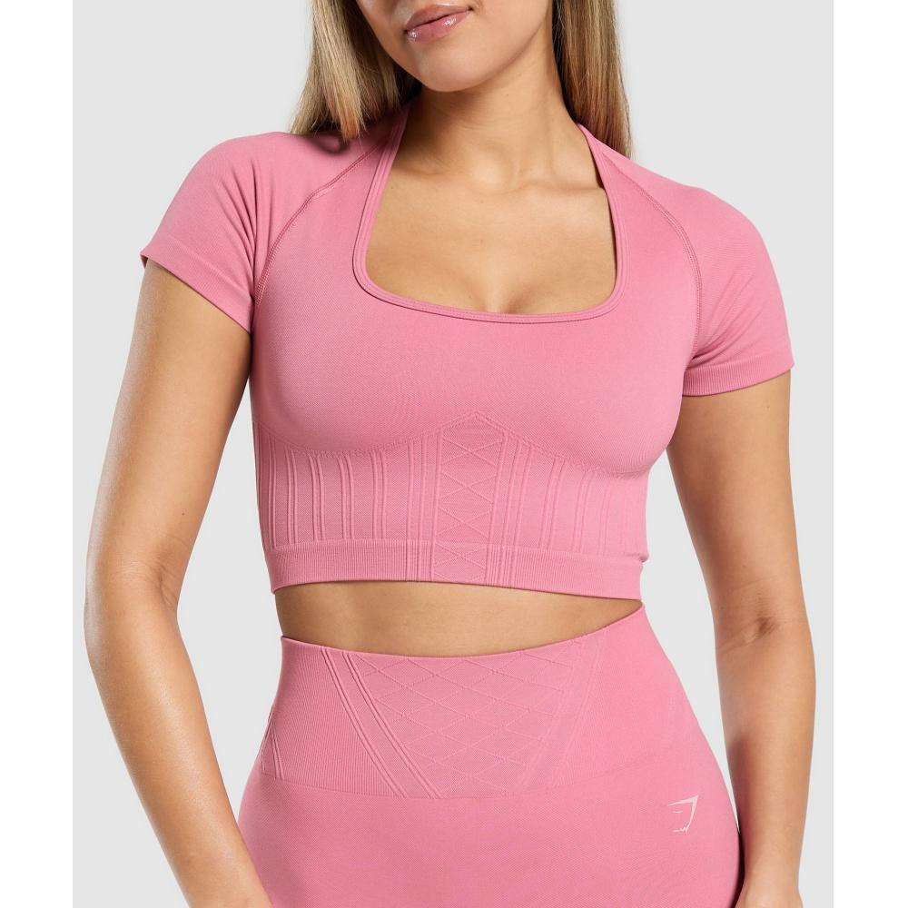 Gymshark Corset Seamless Crop Top Sunset Pink B3c4w Kcll