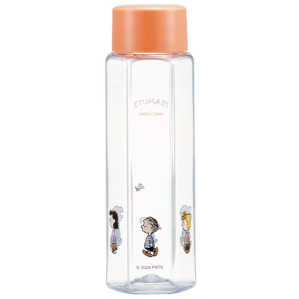 Skater Easy-to-Grip Hexagonal Plastic Water Bottle, 250ml, Blow-Drop Design, for Adults and Kids, Direct Drinking, Transparent, Snoopy Design,