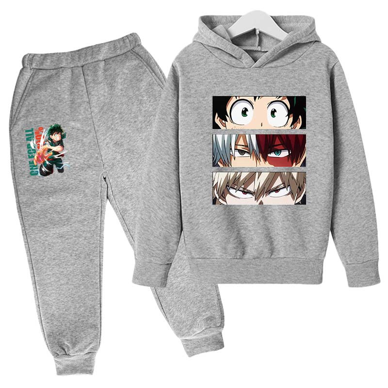 Japanese My Hero Academia Suit Graphic Long Sleeve Hoodies+pant Anime Funny Bakugou Katsuki Harajuku Fashion Sudadera Sweatshirt