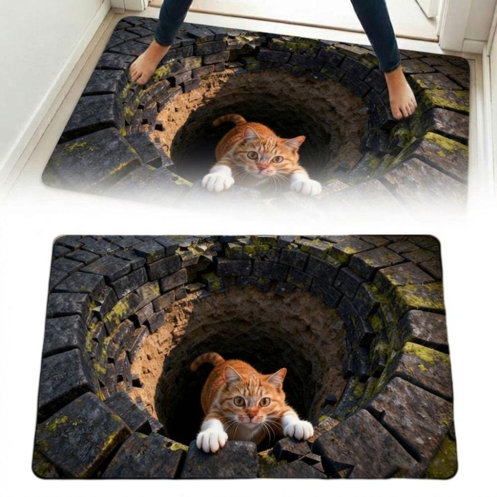Non-slip Bathroom Carpet Water-absorbing Bedroom Door Rug Optical Illusion Doormat Home Decor
