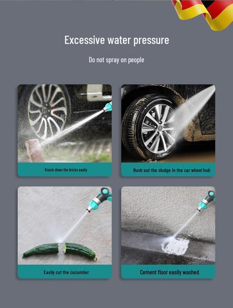 High-Pressure Water Gun for Car Wash, Flower Watering, and Floor Cleaning with Retractable Hose and Powerful Sprinkler.
