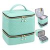 Portable Double Layer Makeup Bag With High Capacity For Travel And Storage