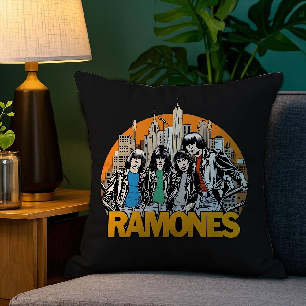 Rock R-Ramones Kuddfodral Soffa Vardagsrum Sovrum Dubbelsidig Tryck Fyrkantig Kudde Sovdags Kuddfodral