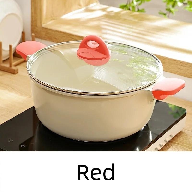 DONNOR Кастрюля для супа Утолщенная Большая вместимость Бытовая Кастрюля для готовки Двуручная Кастрюля для тушения Ковш Кухонные принадлежности Антипригарная 24cm