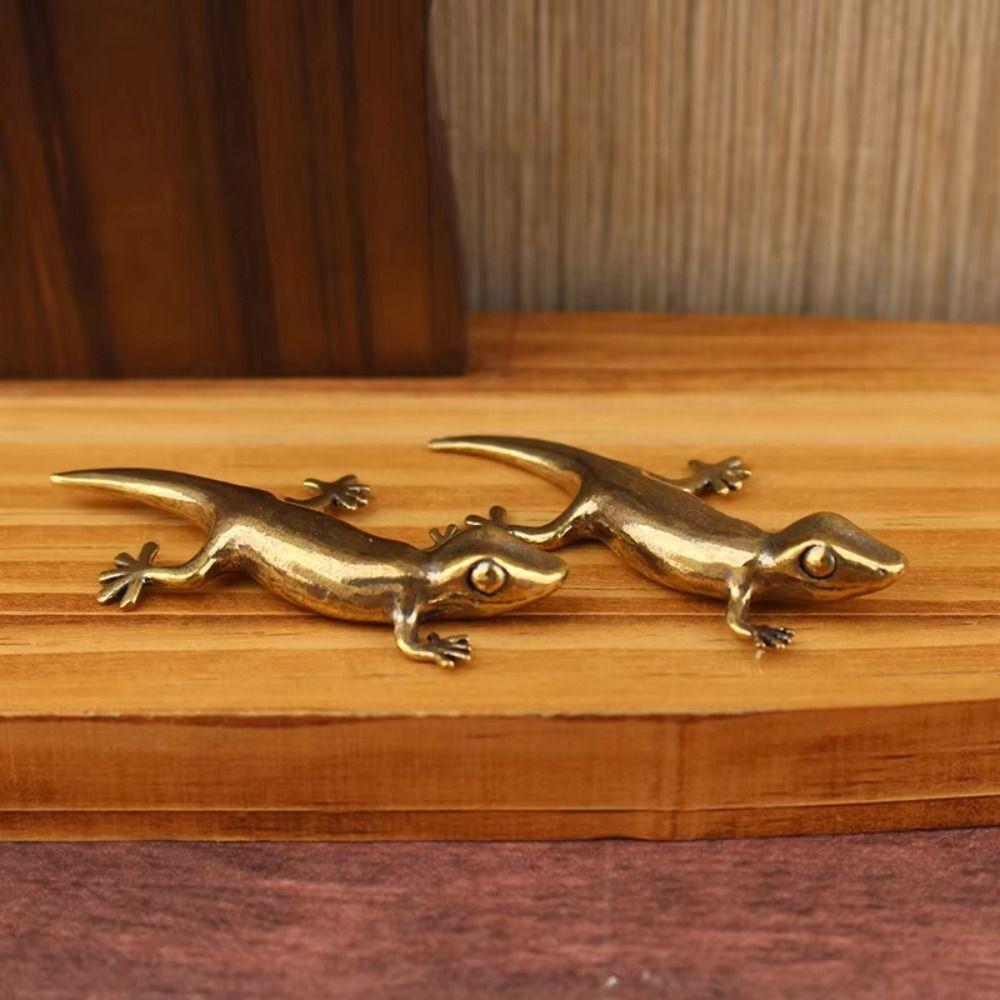 Bronze Animal Figure Vintage Desktop Decoration Decorative Gecko Figure Home Decor