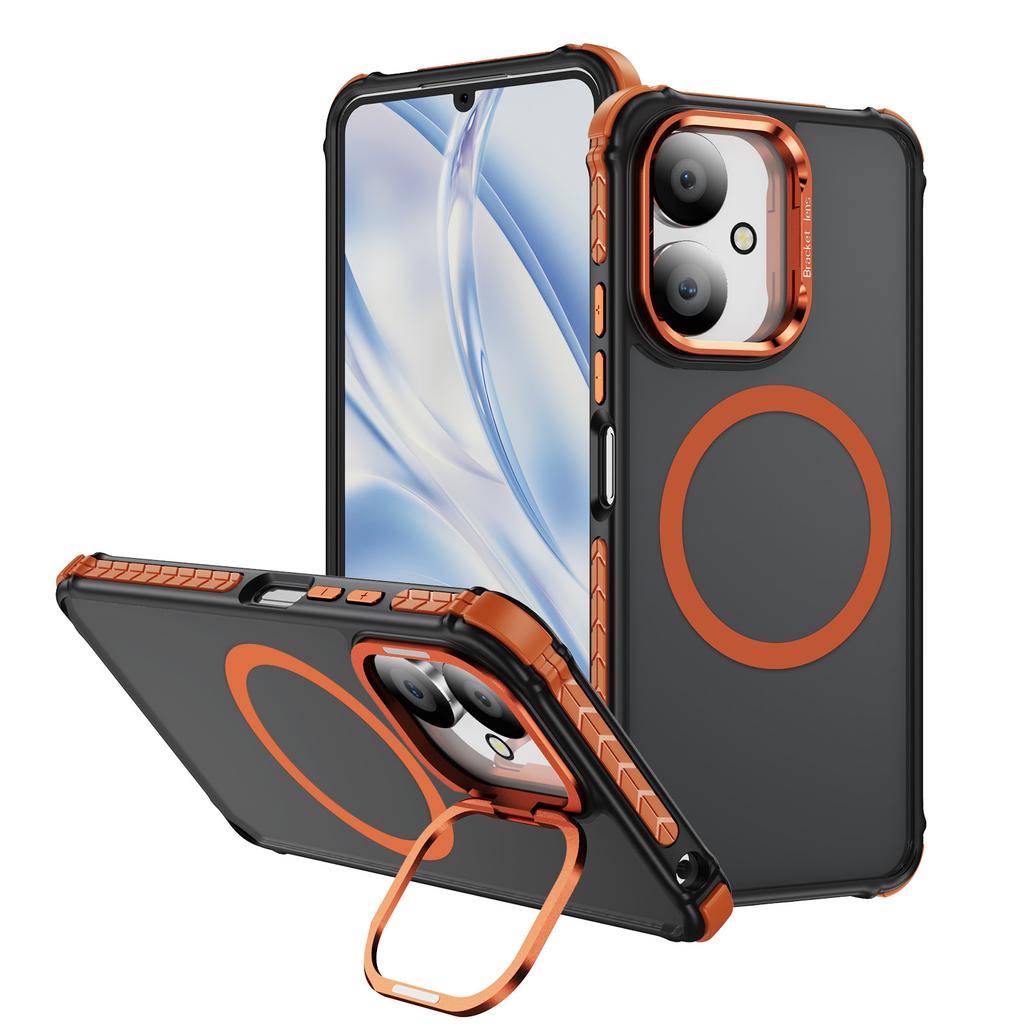 Rainbow No. 1 Skin-sensitive Magnetic Ring Holder Mobile Phone Case for Redmi13C-4G-5G Strong Magnetic and Wireless Charging
