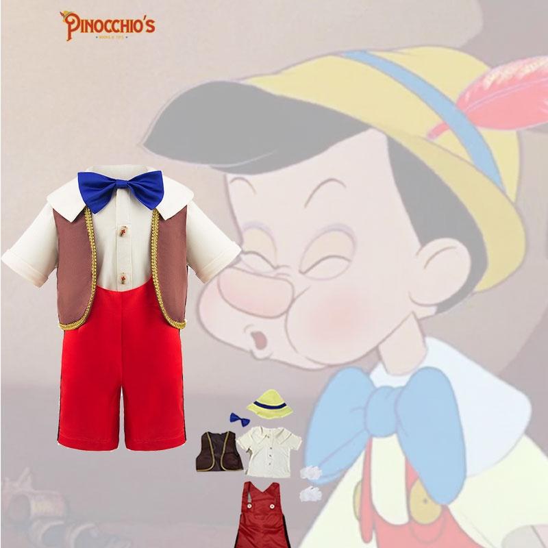 Nuovo Arrivo Costume Cosplay da Pinocchio per Ragazzi Set da Tre Pezzi Per Spettacolo Travestimento