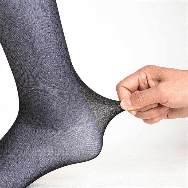 Calcetines de Vestir de Longitud Media para Hombre Calcetines Transparentes Ultrafinos de Rejilla de Diamante Calcetines de Nailon Japonés en Tubo Calcetines para Traje