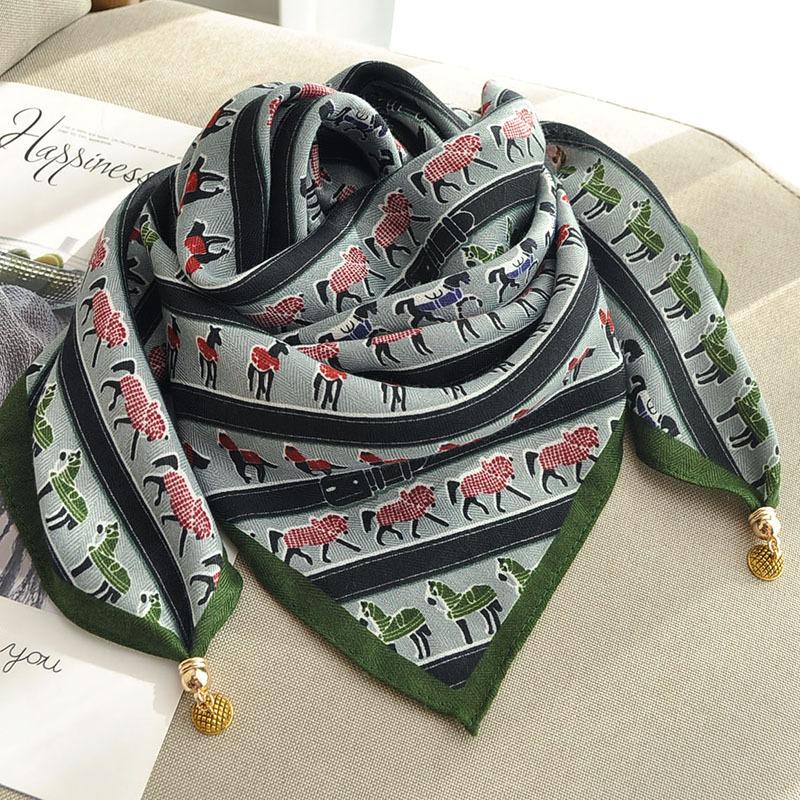 Square Lightweight Neck Scarf with Magnetic Clasp Adjustable Closure Soft Fabric Printed Pattern Elegant Design for Everyday Use