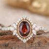 Super Fresh Women's Pomegranate Red Zircon and Pearl Diamond Ring