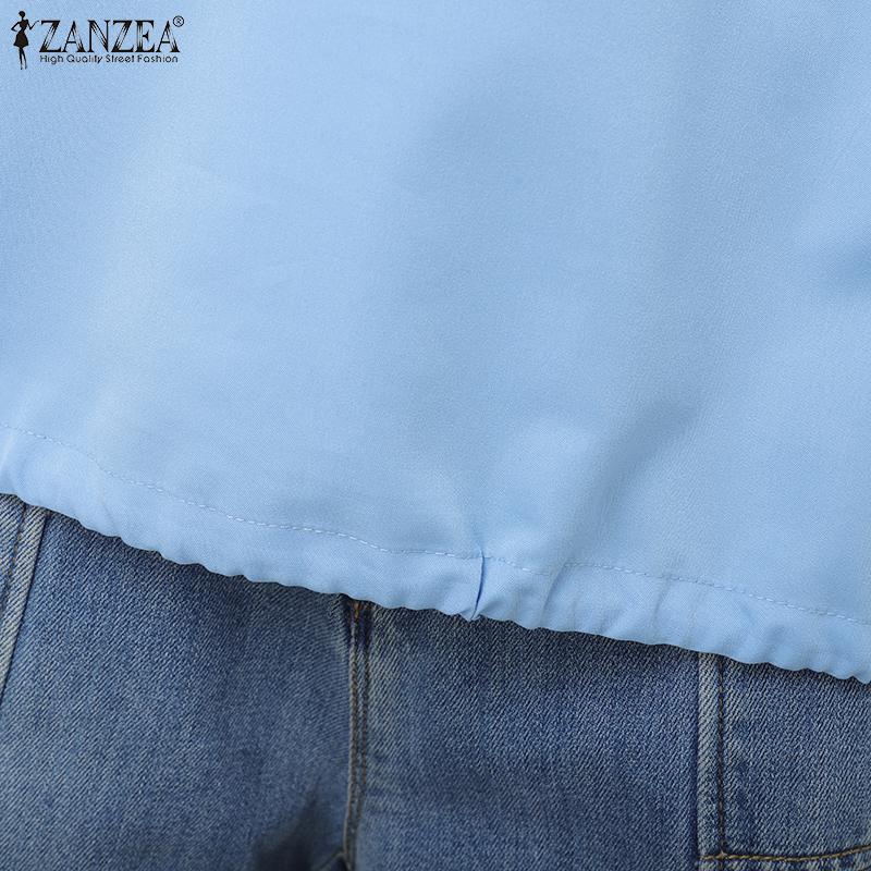 ZANZEA Women Casual Round Neck Solid Color Loose 3/4 Sleeve Blouse