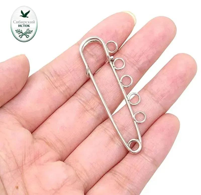 10 pcs., accessories for brooch-pin with 5 circles, silver