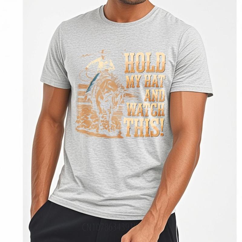 Breathable Women Oneck t shirt Brand Cowboy Riding Bucking Horse Hold My Hat And Watch This Cool Unisex Teeshirt fashion tshirt