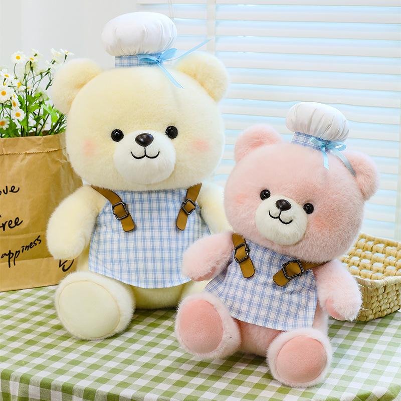 Cute Chef Bear Doll Plush Toy Bear Doll Sleeping Pillow Rag Doll Girl Birthday Gift
