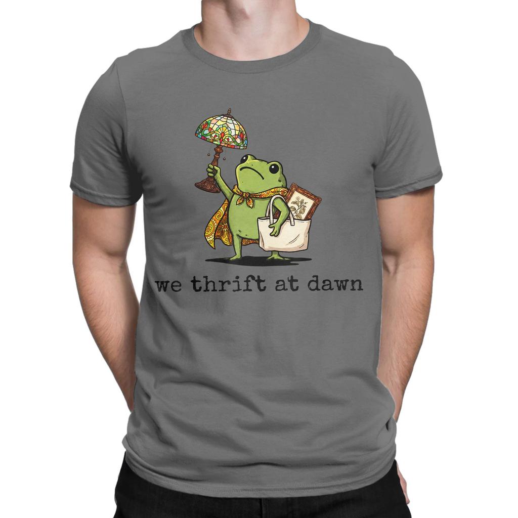 Unisex Tshirts We Thrift At Dawn Thrifting Frog Lover Novelty Cotton Tee Shirt Short Sleeve T Shirts Round Collar Tops Summer