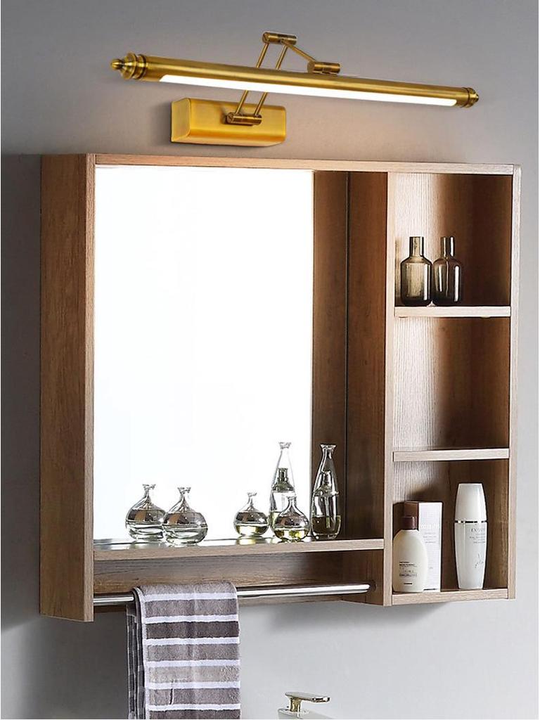 Custom LED Vanity Light: Minimalist Folding Mirror Cabinet & Bedside Wall Light in Stainless Steel, US Standard.