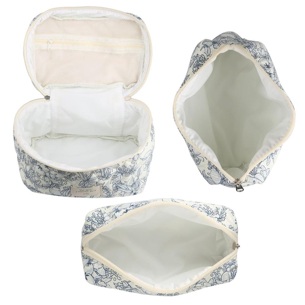 3pcs/set Storage Organizer Floral Quilted Makeup Bags Cotton Padded Cosmetic Bag Large Travel Toiletry Bag Women Zipper Wash Bag