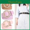 Ladies Pu Leather Pearl Belt With Alloy Buckle For Elegant Dress Outfit