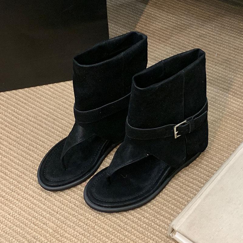 

Fashion Fashion Open Toe Ladies Ankle Boots With Height Increasing Footwear Women Flats Short Sandals Booties Shoes Female Flip flops 35