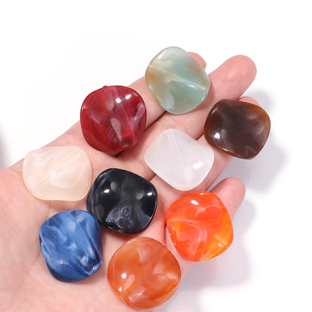 20pcs Irregular Double Colors Acrylic Beads for Jewelry Making Round Wave Meteorite Loose Spacer Beads DIY Bracelet Necklace
