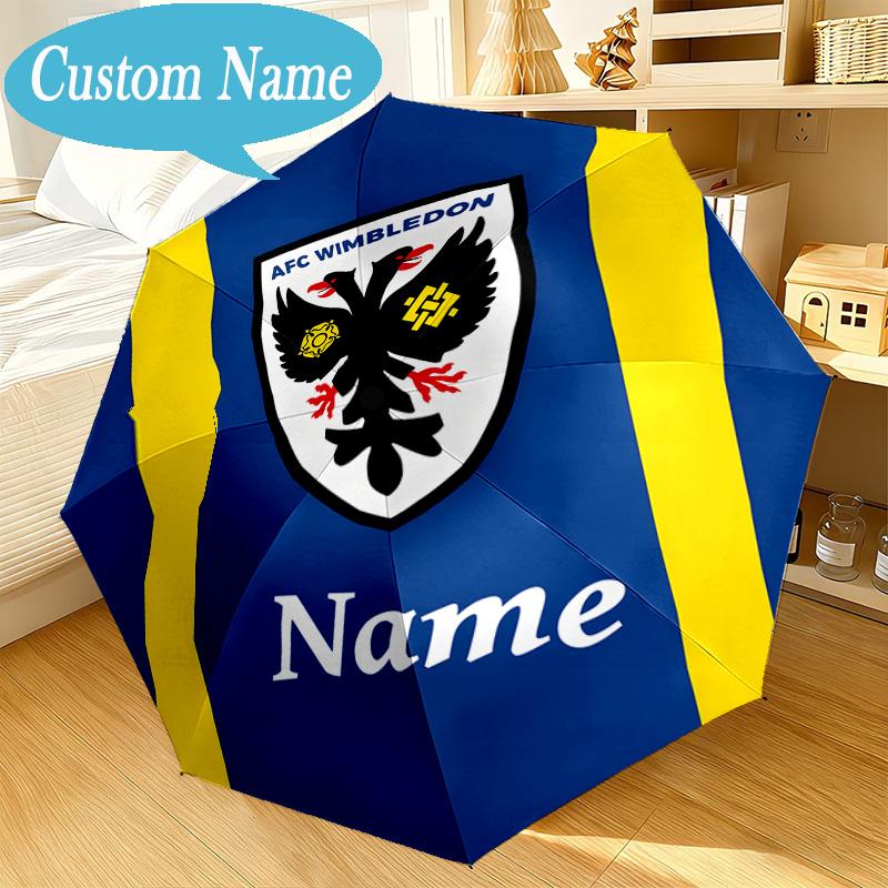 Custom Name Umbrella Wimbledon Football Crest Umbrella 8-Frame for Travel, Camping, Casual Lightweight Portable, Essential for Family Gifts