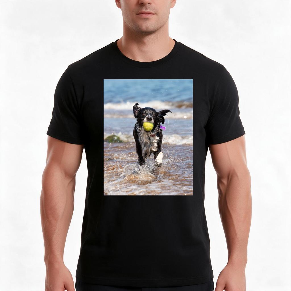 Sprollie Dog On Beach Tshirt Summer Casual Cotton Tee Oversized Streetwear Tops Vintage Graphic Print Unisex Unisex Unisex