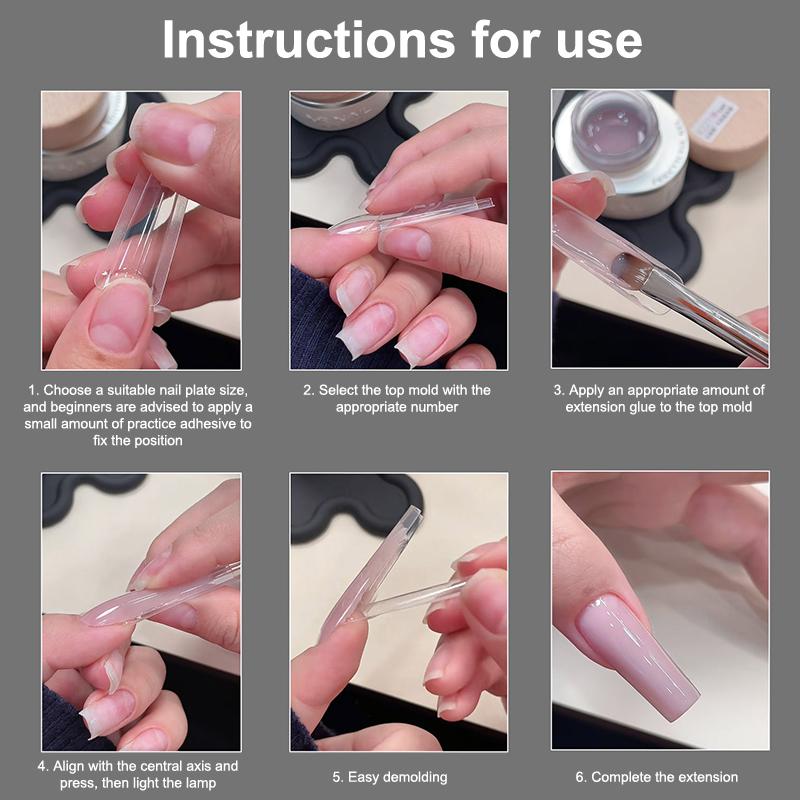 180Pcs Sandwich Dual Nail Form Mold Reusable Full Cover Mold Clear Nail Art Extension Shaping Tool Coffin Almond Nail Forms