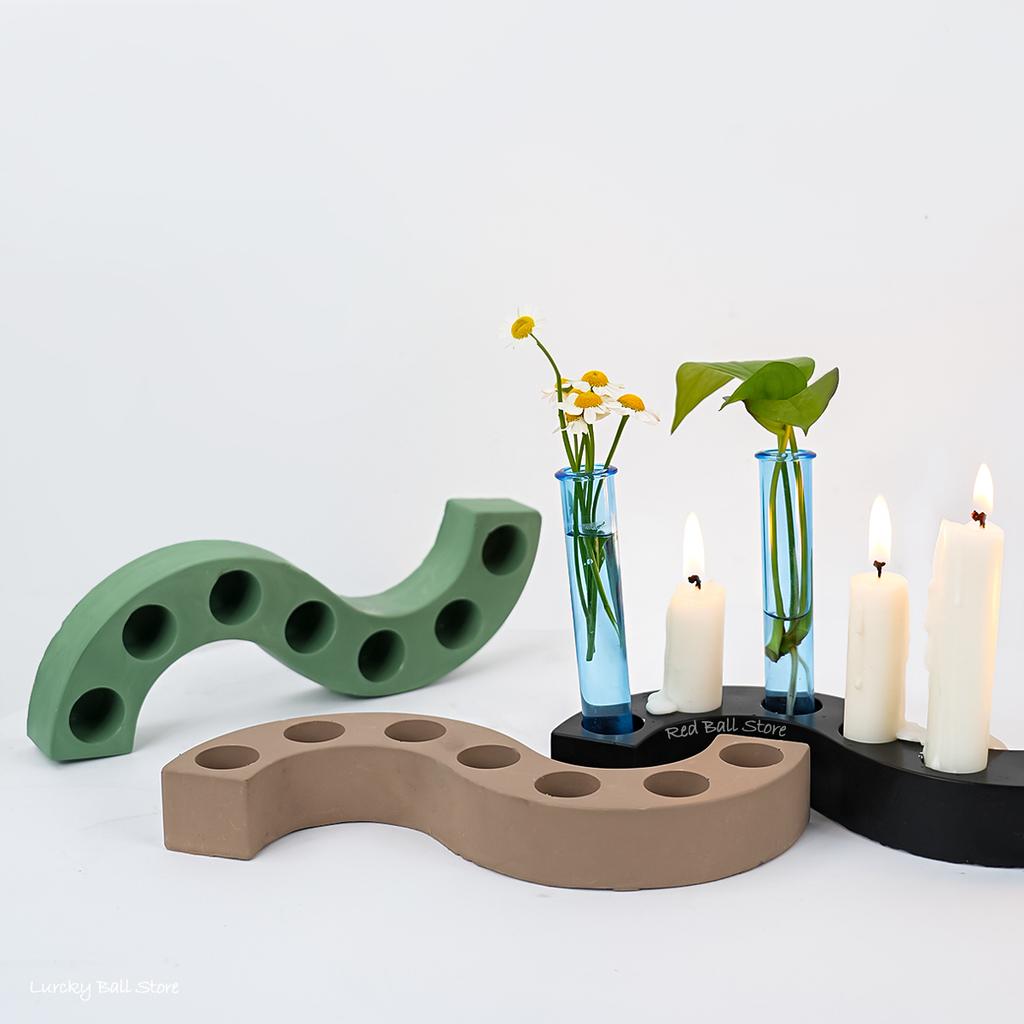 S Shaped Candlestick Concrete Silicone Mold DIY Handmade Candle Holder Vase Bracket Casting Mould Resin Gypsum Mold Home Decor