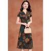 Women's Floral Print V-Neck A-Line Cheongsam Dress