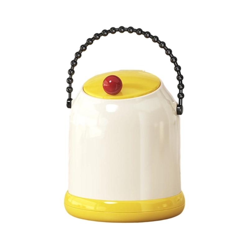 

Mini Press Lid Trash Can with Handle For Office Home Desktop Plastic Waste Bin Basket Garbage Container Decoration Gift жёлтый
