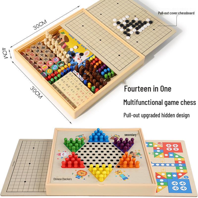 Multi-Function Chess & Board Games Set: Educational Toys for Kids - Checkers, Gomoku, and More