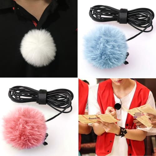 Doyime Lapel Microphone Windscreen, Set of 4, 4 Colors, Fur Microphone Windshield, Noise Reduction, Antibacterial, Outdoor Lapel Microphone Windshield