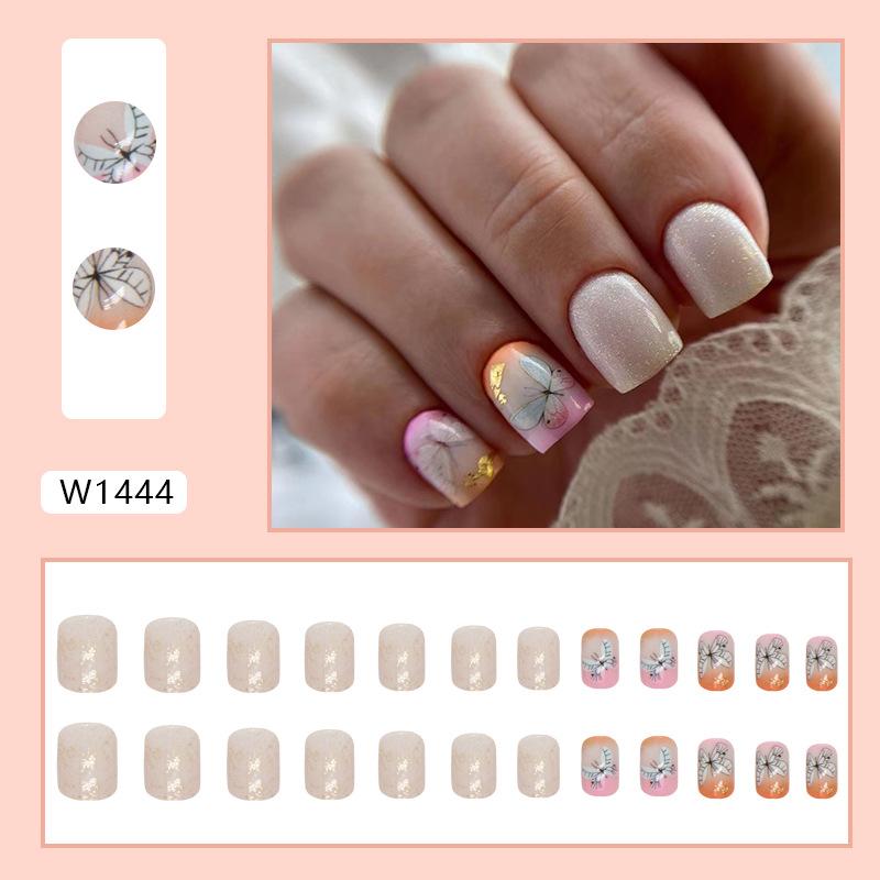 Short European square glitter fairy butterfly sweet European and American ins wind fake nail flakes