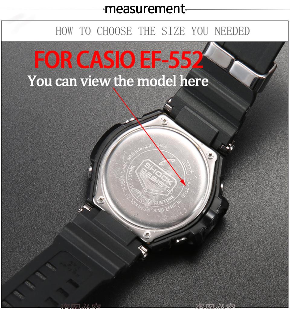 Resin Watchband For Casio EF-552 EF-552D-1A Watch Strap Waterproof Sports Rubber Bracelet Watch Accessories 20mm