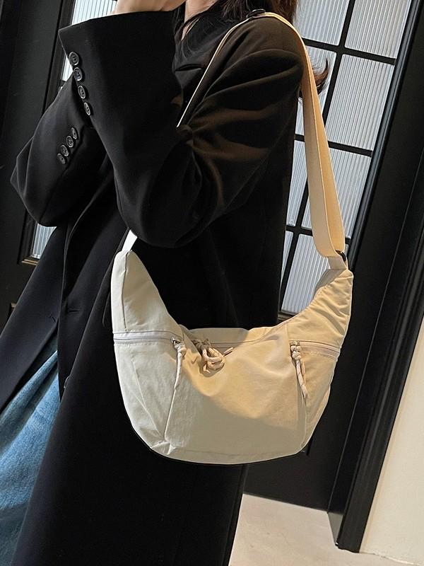 Women's Lightweight Canvas Crossbody Bag: Large Capacity, Versatile Single Shoulder Dumpling Design