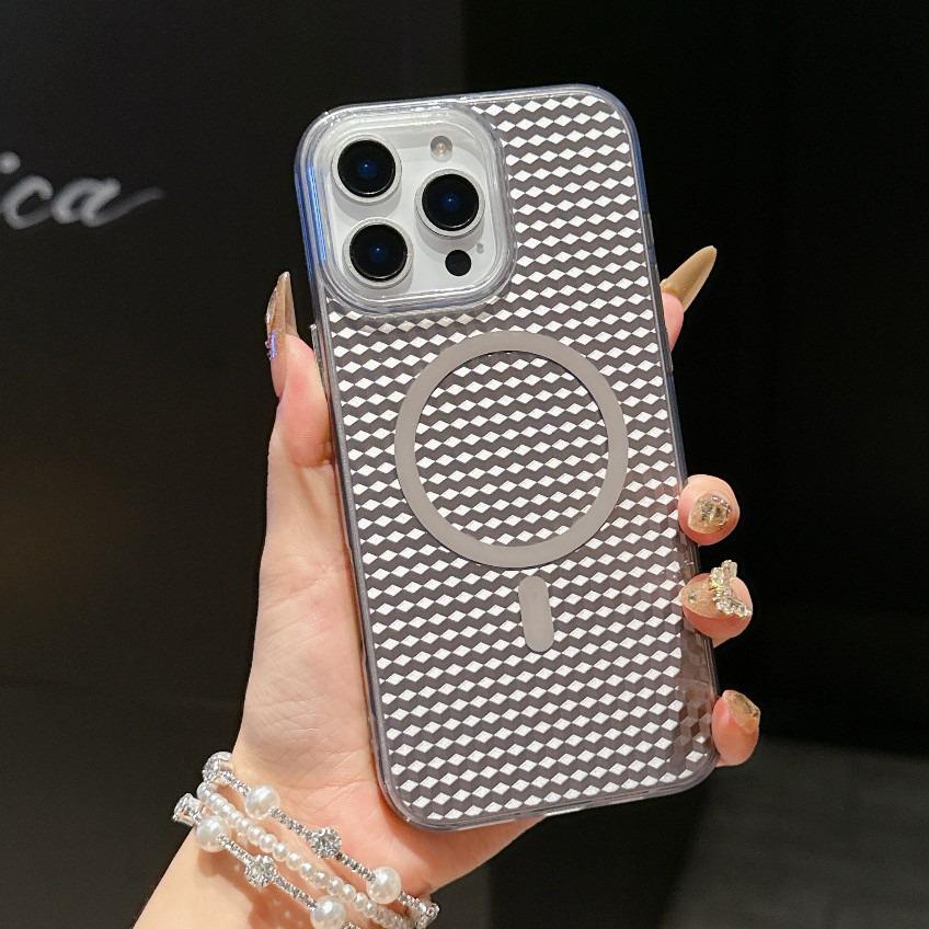 Kompatibel mit Apple 16 Pro Max & 15 Pro, 3D Wabenmuster TPU Magnetische Hülle, Stoßfeste Schutzhülle für iPhone 13