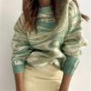Aproms Elegant Green Tie Dye Knitted Sweater and Pullovers Women Winter Long Sleeve Warm Ribbed Jumper Female Slim Top