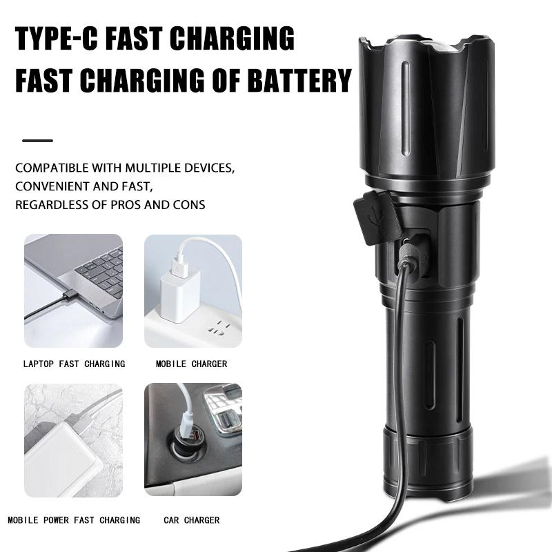 Powerful Led Flashlight 80W White Laser Torch Light 1500 Meter Long-range Tactical Flashlight Use 5000mah Rechargeable Battery