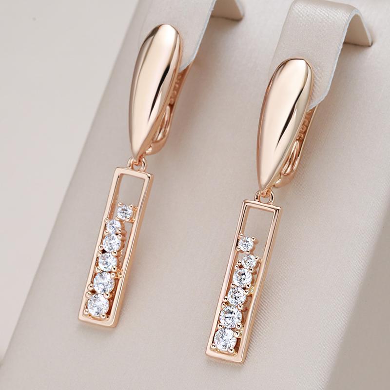 Trend Long Earrings  Rose Gold Micro Wax Inlay Natural Zircon Drop Earrings For Women Vintage Jewelry