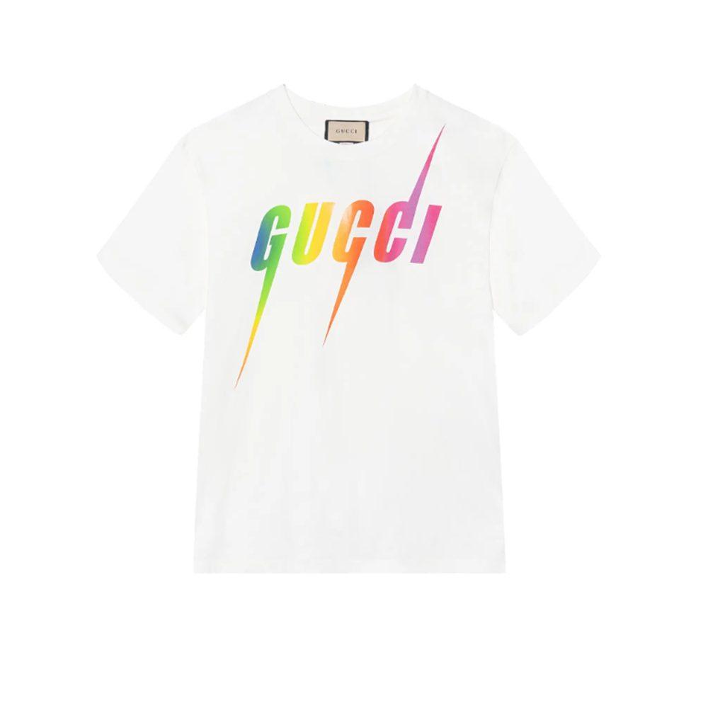 GUCCI T Shirts Men's Ecru Crew Neck Moderate 616036-XJFF9-9095