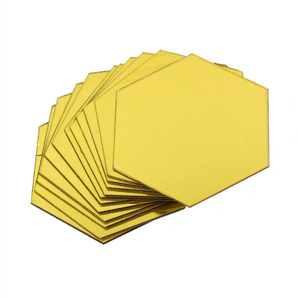 12Pcs 3D Mirror Hexagon Vinyl Removable Wall Sticker Decal Home Decor Art Diy