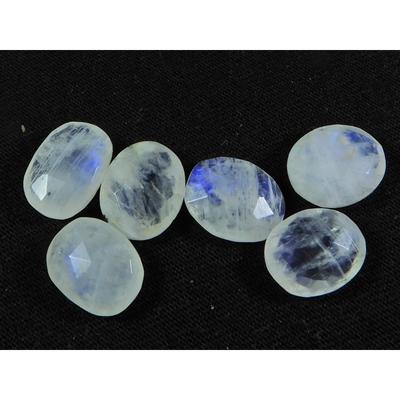 10X12MM Natürlicher Regenbogen-Mondstein Schachbrett-Schliff Oval Lose Edelstein 6 Stück Los RML-971