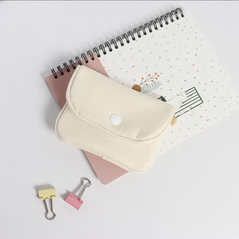 Portable Mini Cash Wallet Solid Color Cotton Cosmetic Bag Soft Lightweight Earphone Bag Women