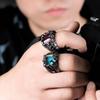 New Gothic Vintage Crystal Zircon Dragon Claw Ring for Men Gram Biker Punk Rock Hip Hop Opening Rings Cool Jewelry