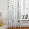 White Birch Semi Sheer Curtains Drapes for Living Room,Bedroom,French Doors Window 84 Inches Long,Watercolor Winter Snow Scenery Trees Forest Rod