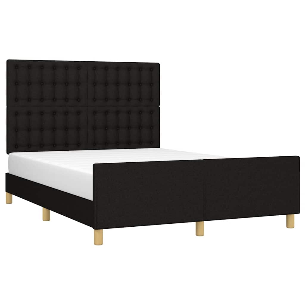 Bed Frame without Mattress Black 140 x 190 cm Fabric
