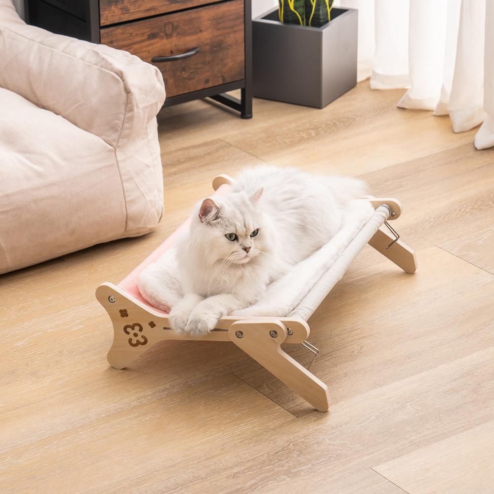 Breathable Cat Bed with Wooden Frame Space-Saving Durable Window Sill Hammock Warm and Comfortable Pet Products Supplies