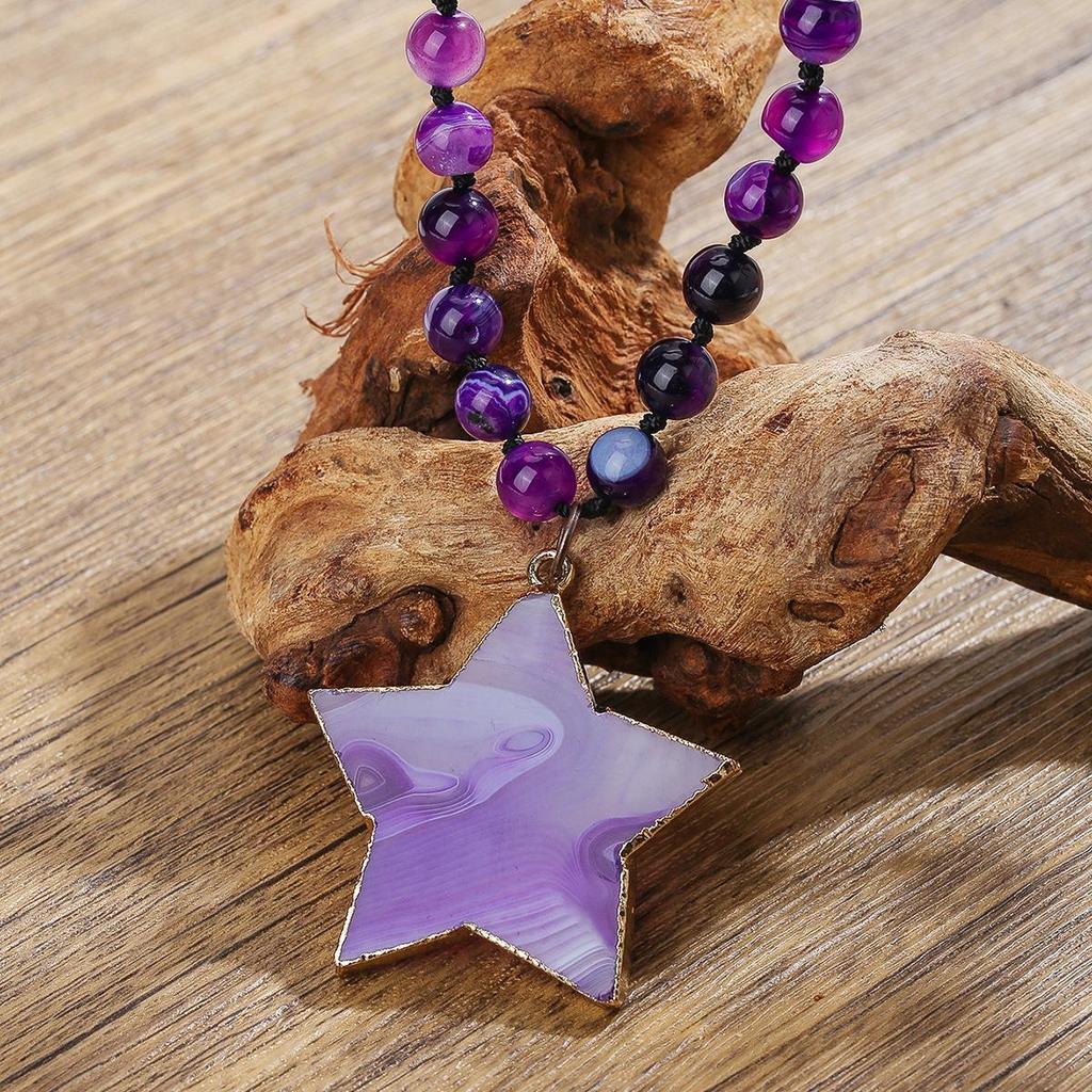 Bohemian Dlouhý ametystový křišťálový přívěsek na náhrdelníku