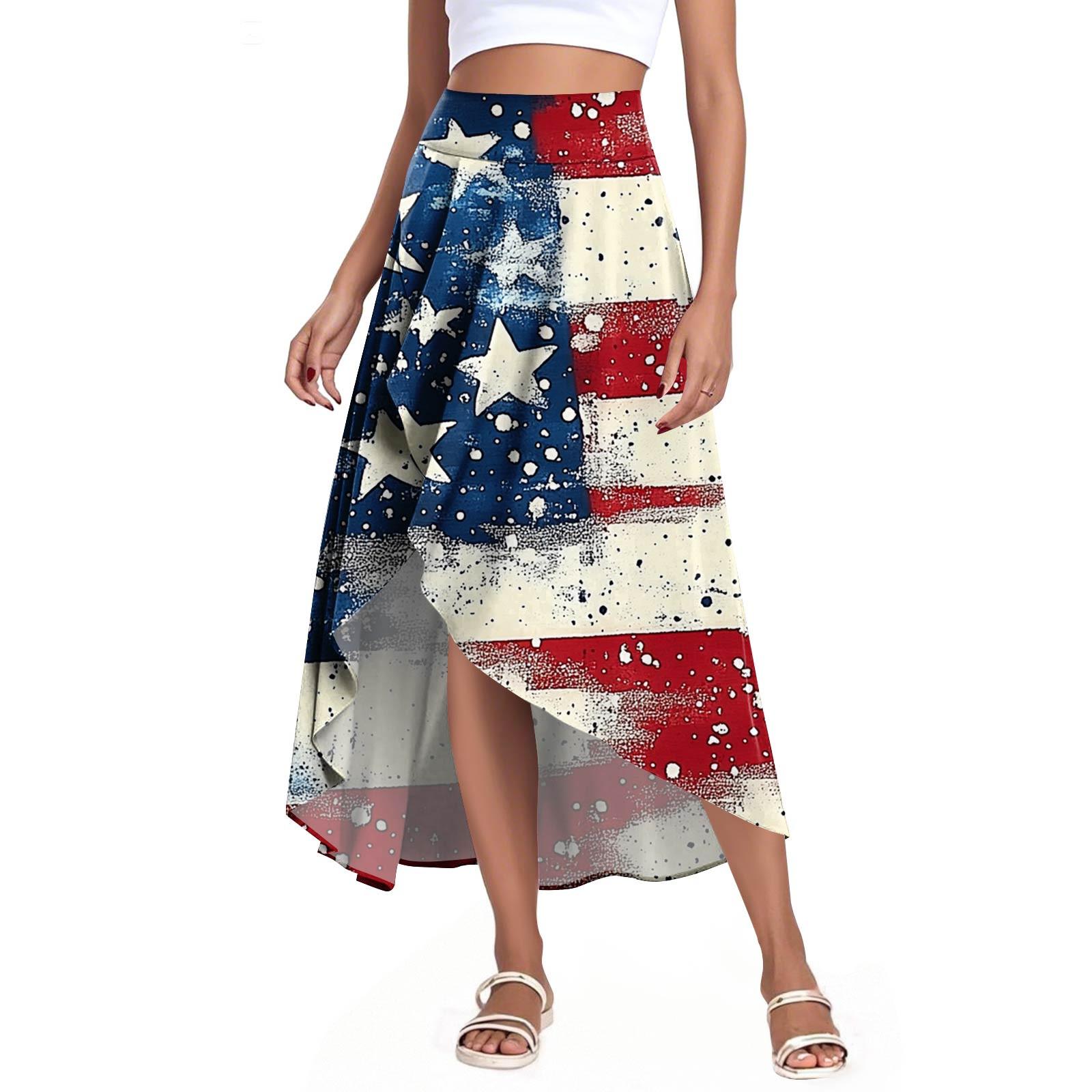 

Женская мода повседневная юбка-шорты с принтом «День независимости» с разрезом и оборками и высокой талией M бежевый