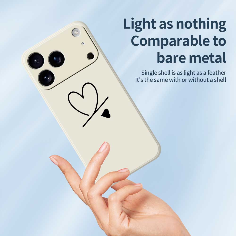 For iPhone 17 Pro Case Black Love Pattern Printing Straight Edge TPU Phone Back Cover